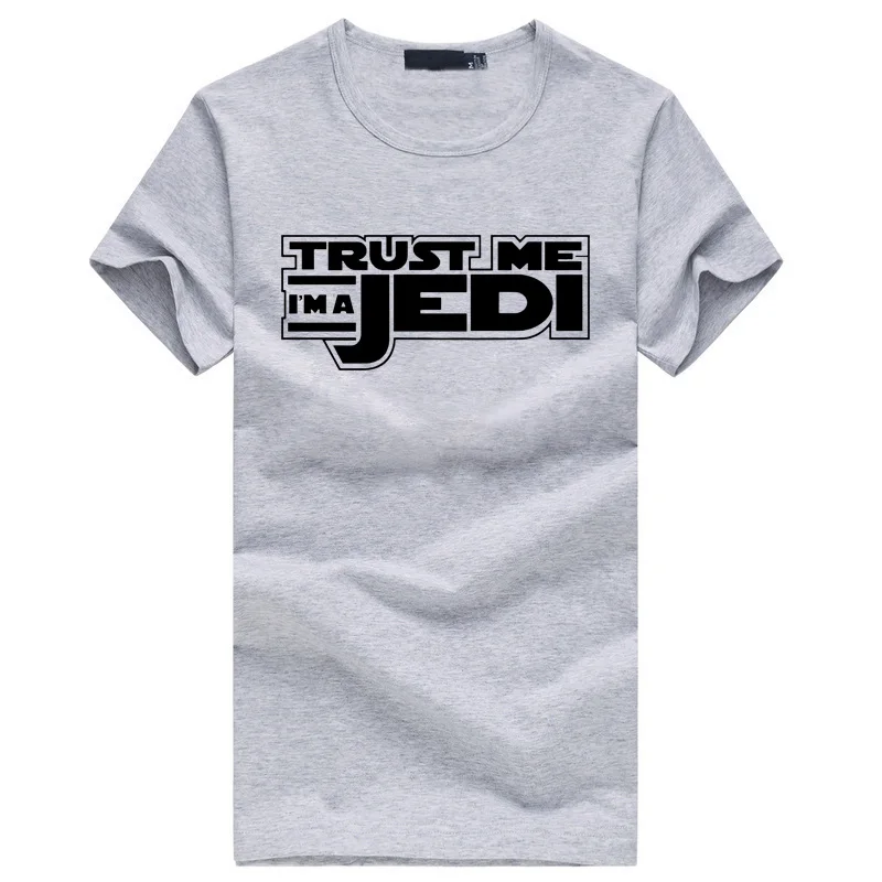 Летняя забавная уличная черная футболка в стиле хип-хоп homme STAR WAR Trust Me I'm a Jedi, Мужская футболка, модная брендовая одежда для фитнеса - Цвет: gray1