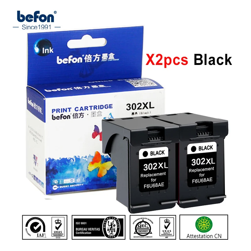 Befon X2 Восстановленный черный 302XL картридж Замена для HP 302 HP302 чернильный Deskjet 1110 1111