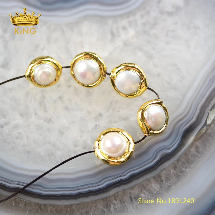 3 Style choice 10pcs bulk sale White Pearl Shell holes Charms Plated Gold Copper Caps Bails DIY Bracelet Necklace Spacers YYF43 | Украшения