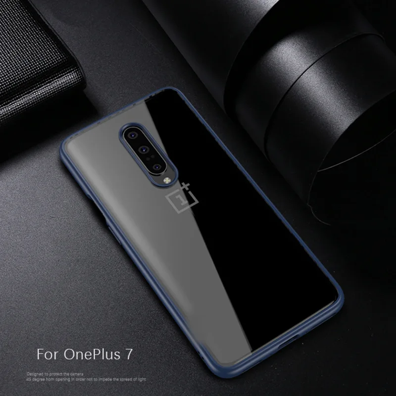 Blue Oneplus 7 Чехол IPAKY oneplus 7pro Чехлы Прозрачный ударопрочный ТПУ+ PC Гибридный противоударный чехол oneplus 7 Pro oneplus 7 Чехол - Цвет: Blue