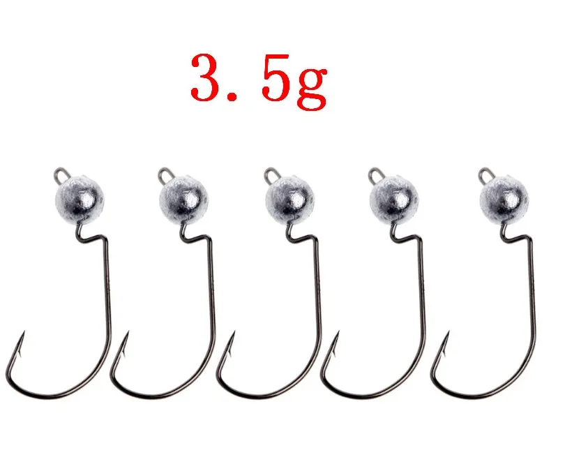 JYJ открытые большие Jig Head 10 шт. 3.5g 5g 7 г крючок с зазубринами Мягкая приманка червь