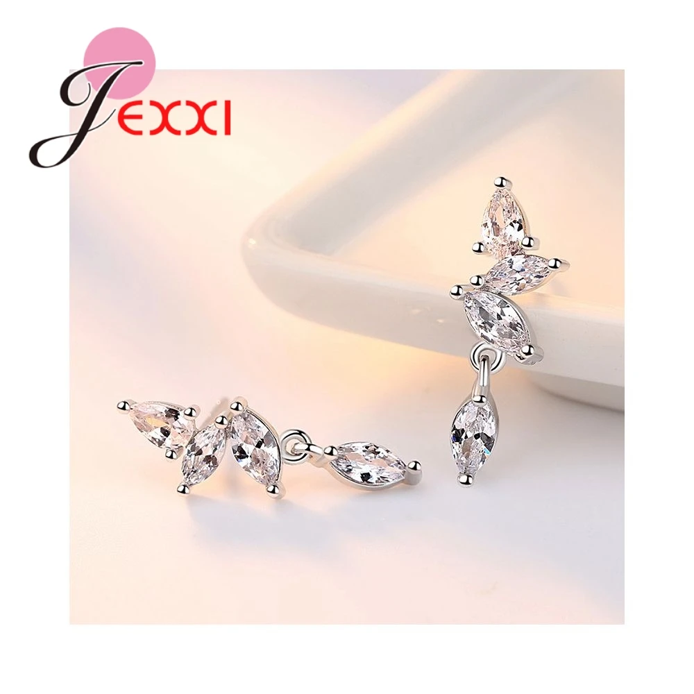 Серьги из серебра 925 пробы с белыми кристаллами | Украшения и аксессуары