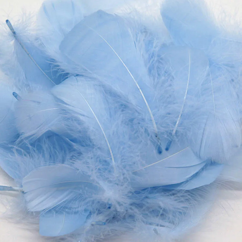 Light sky blue Натуральные гусиные перья 8-12 см, цветные плавающие перья для рукоделия, головной убор, сделай сам, ювелирный материал, аксессуары, 100 шт - Цвет: Light sky blue