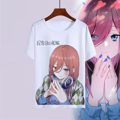 15 Новые футболки с принтом аниме Gotoubun no Hanayome Ichika Nino Miku Nakano, топы с короткими рукавами и принтом, Quintessential Quintuplets, футболки - Цвет: 15