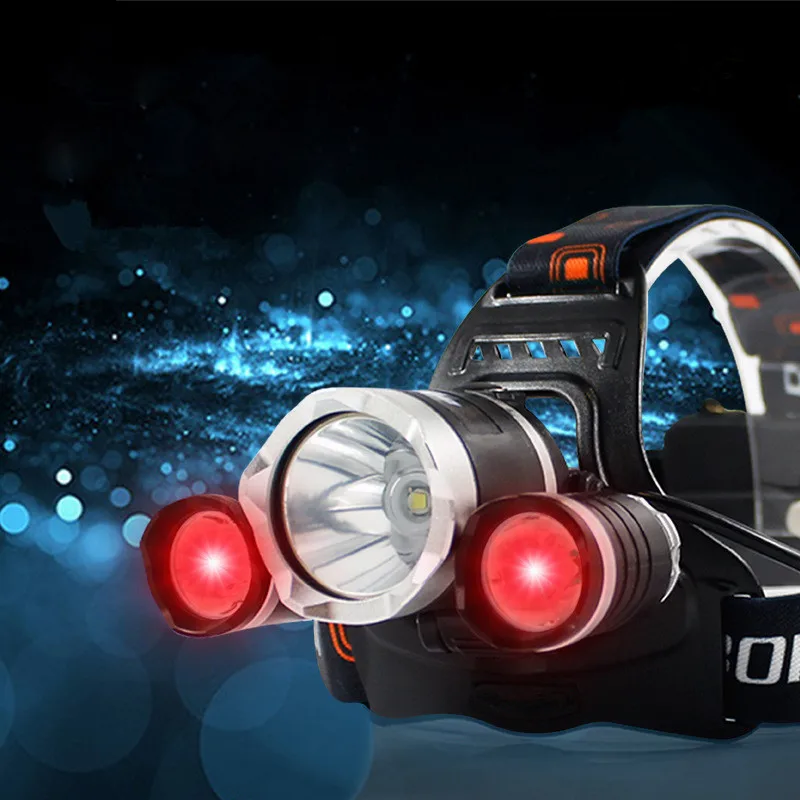 Красный и белый светодиодный налобный светильник 4 режима светящийся без рук