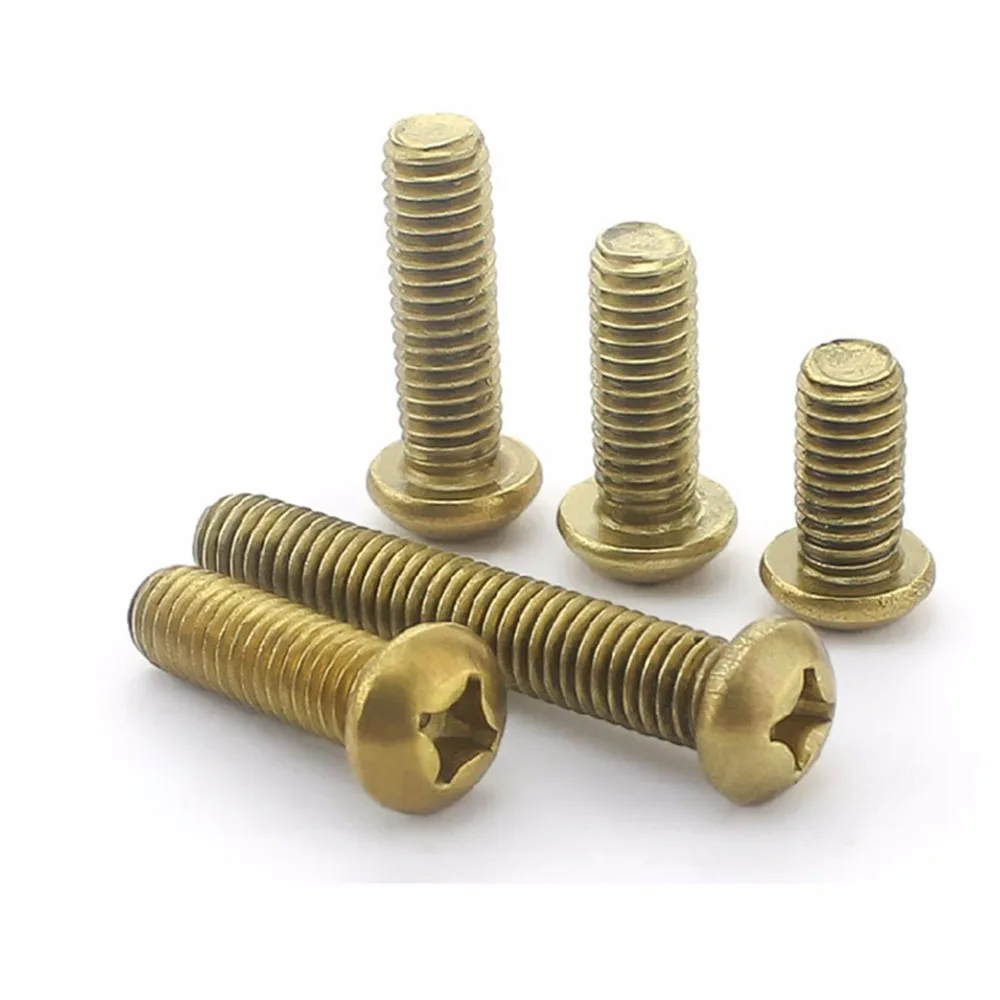 100 шт. M2 латунный винт круглая головка медного винта крестообразная утопленная