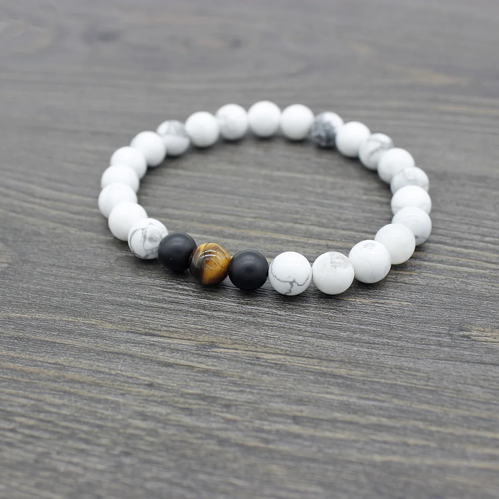 Howlite тигровый глаз черный камень энергетические бусины браслет лечебный баланс