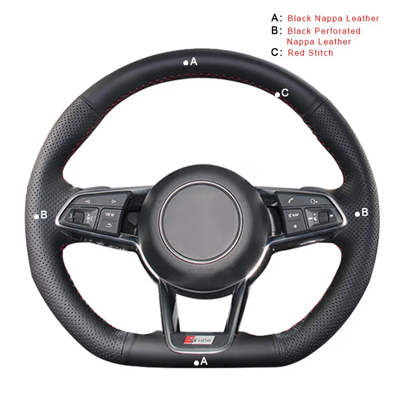 Nappa Leather Авто оплетка на рулевое колесо Крышка для Audi TT автомобиль оплетка рулевое колесо Чехлы кожаные аксессуары для салона автомобиля-Стайлинг - Название цвета: Nappa Leather