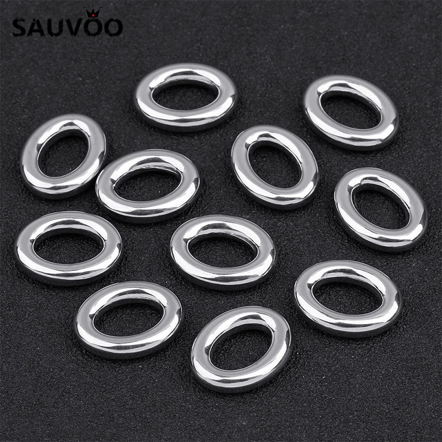 SAUVOO 10 шт./лот овальные круглые кольца из нержавеющей стали соединитель