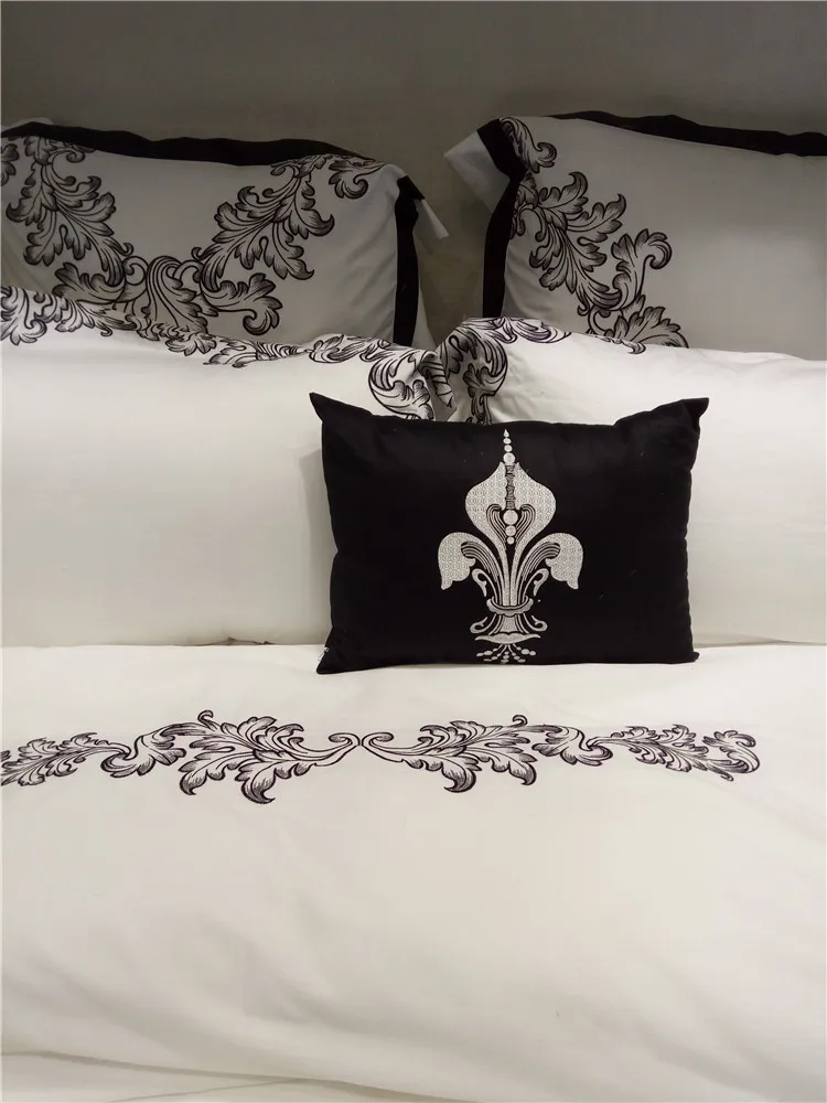 Белый вышитый Комплект постельного белья роскошный однотонный пододеяльник