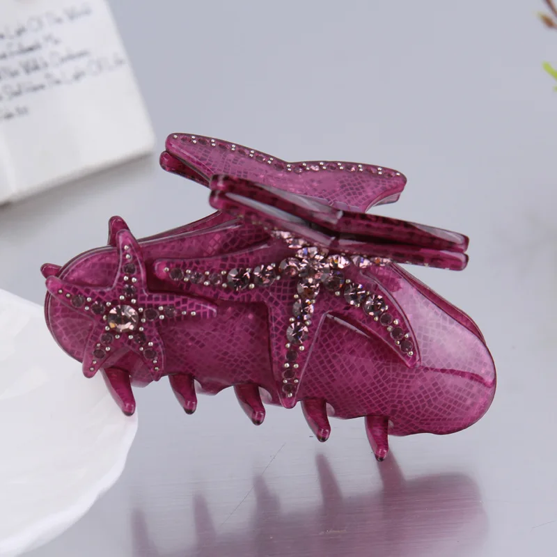 Простой дизайн акриловые заколки для волос женщин блестящие звезды с украшением