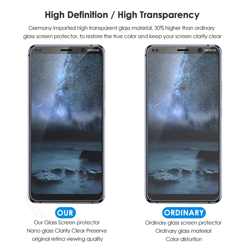 Qosea для Nokia 9 Pureview Защитная ультратонкая взрывобезопасная прозрачная пленка для Nokia 1 7,1 8,1 Plus закаленное стекло