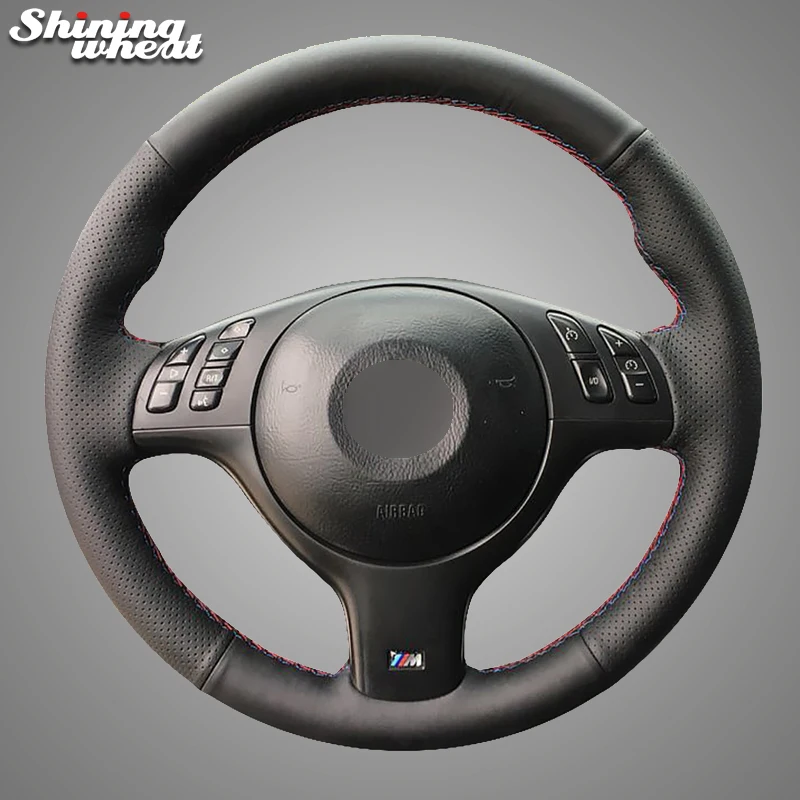 

Shining wheat Black Artificial Leather Car Steering Wheel Cover for BMW E39 E46 330i 540i 525i 530i 330Ci M3 2001-2003
