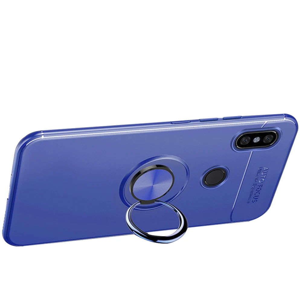 Автомобильный чехол-подставка с кольцом на палец для Redmi Note 7 силиконовый чехол