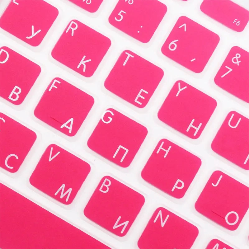 Pink SR 14 цветов ЕС русский язык письмо Силиконовая клавиатура крышка наклейка для Macbook Air 13 Pro 13 15 17 retina Защитная Наклейка - Цвет: Pink