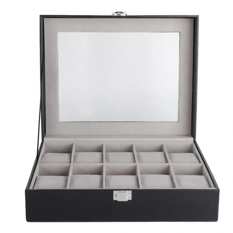 Роскошный 10 решеток из искусственной кожи держатель для витрины часов