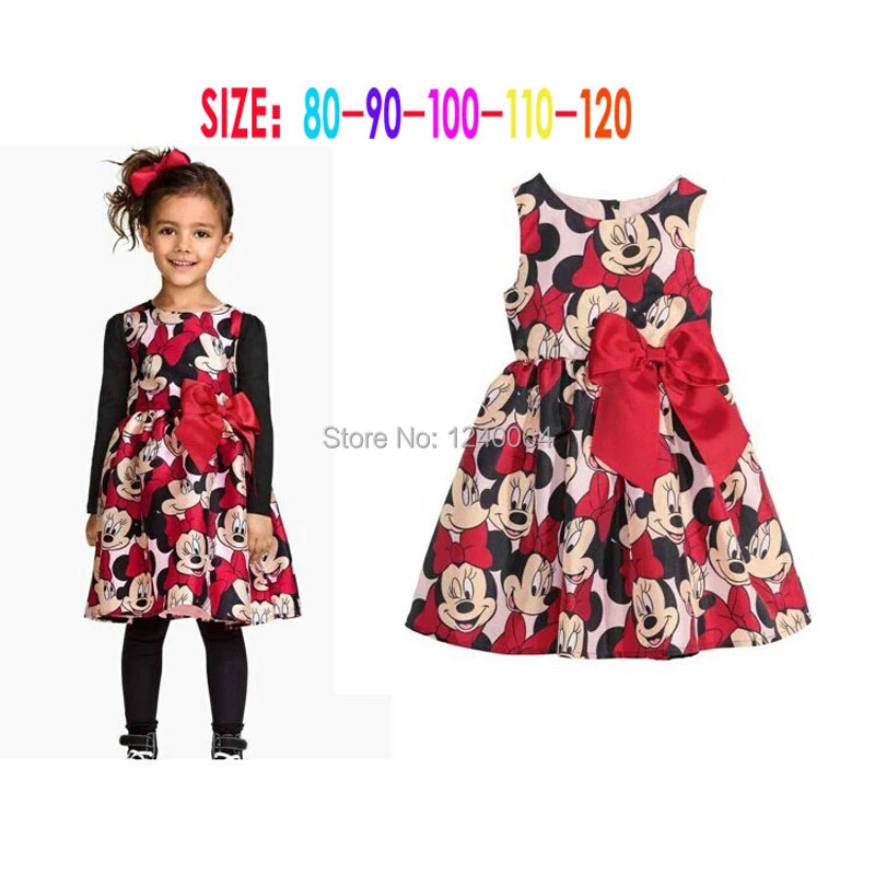 Новинка 2016 летнее платье с Минни одежда для девочек модное без рукавов в горошек |