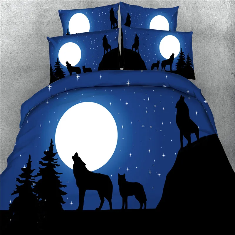 Бесплатная доставка комплект постельного белья 3d с изображением животных волков