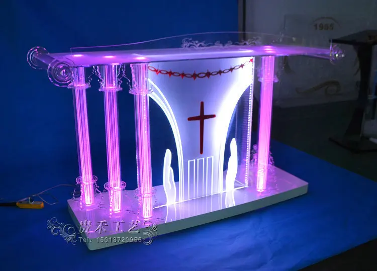 

GUIHEYUN Factory Price Cheap Portable Acrylic Glass Pulpit for Church Crystal Acrylic Podium 150*60*120 cm