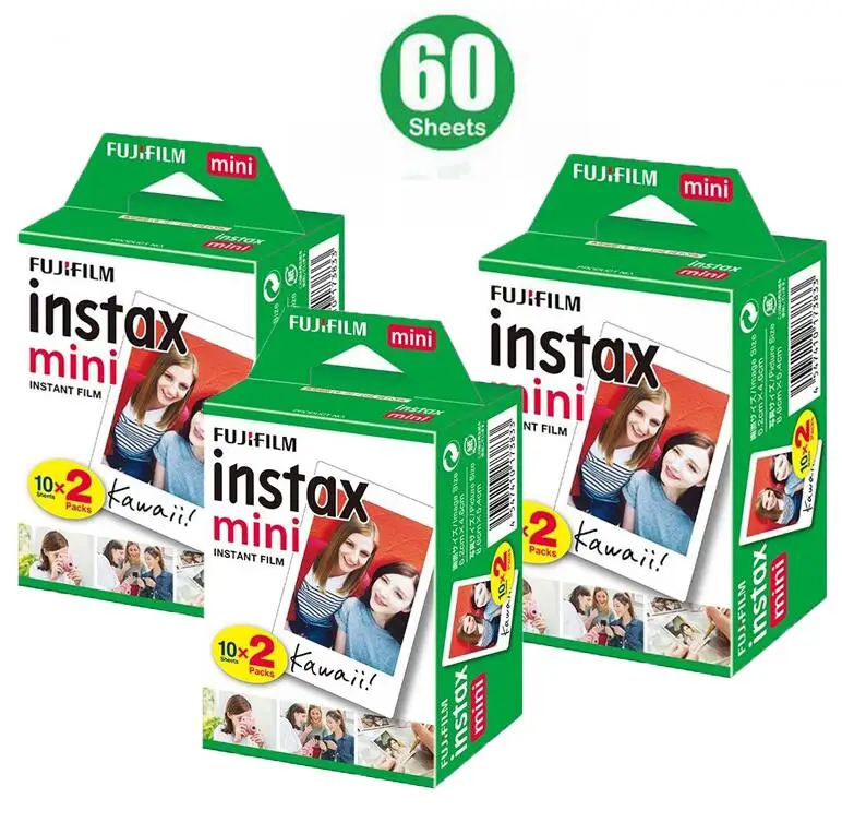 60 sheets 20-100 листов Fujifilm Instax mini 8 пленок белый край 3 дюйма для мгновенной камеры 7 9 25 50 s 70 90 SP-1 SP-2 фотобумага - Цвет: 60 sheets