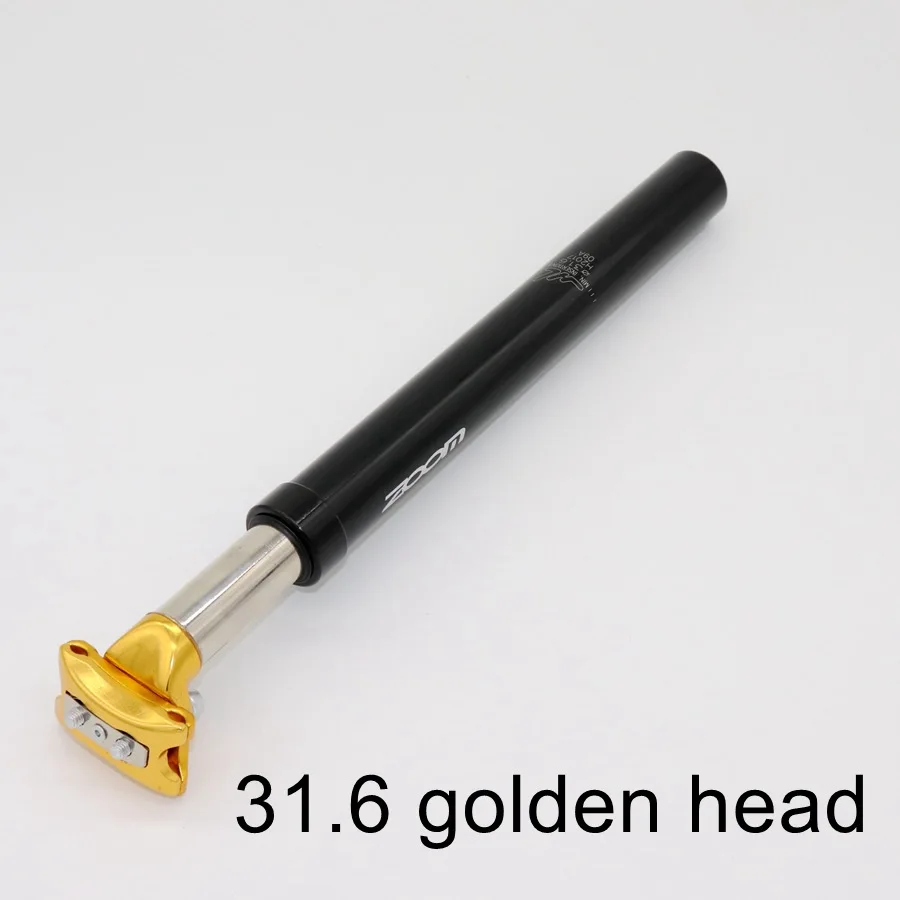 31.6mm gold head Зум шок Absober Подседельный 25,4 мм 27,2/28,6/30,9/31,6*350 мм Демпфирование MTB дорожный велосипед гидравлическая подвеска велосипедный Подседельный штырь Headless - Цвет: 31.6mm gold head