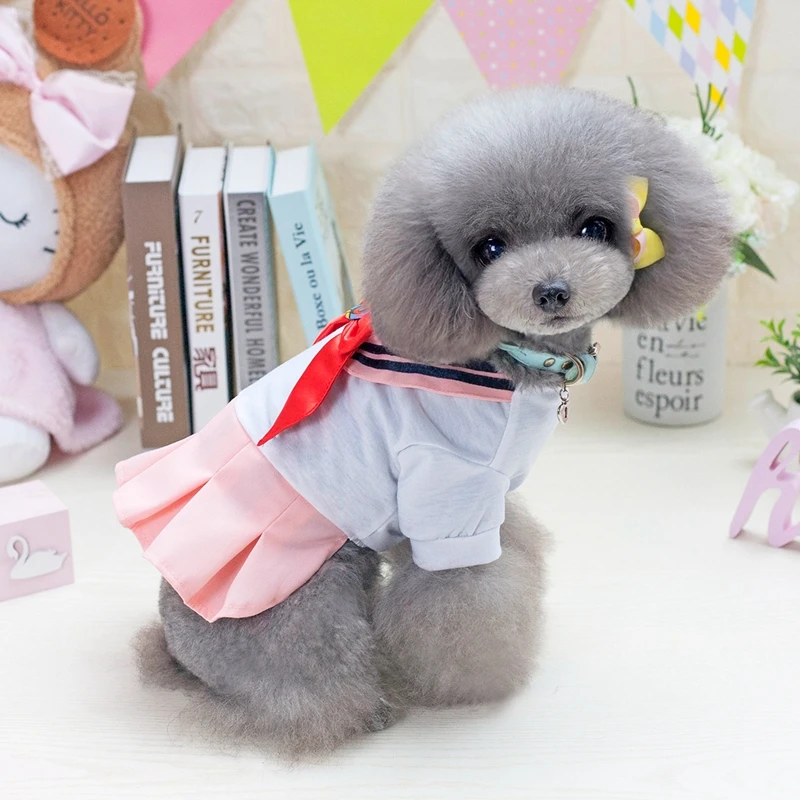 Униформа-матроска костюм юбка для собак милая розовая синяя одежда щенков собаки