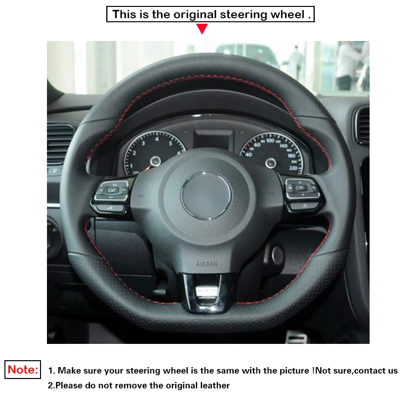 Черный PU Искусственная Кожа DIY автомобиля Руль Обложка для Volkswagen Golf 6 GTI MK6 VW Polo GT Scirocco R Passat CC R-Line 2010