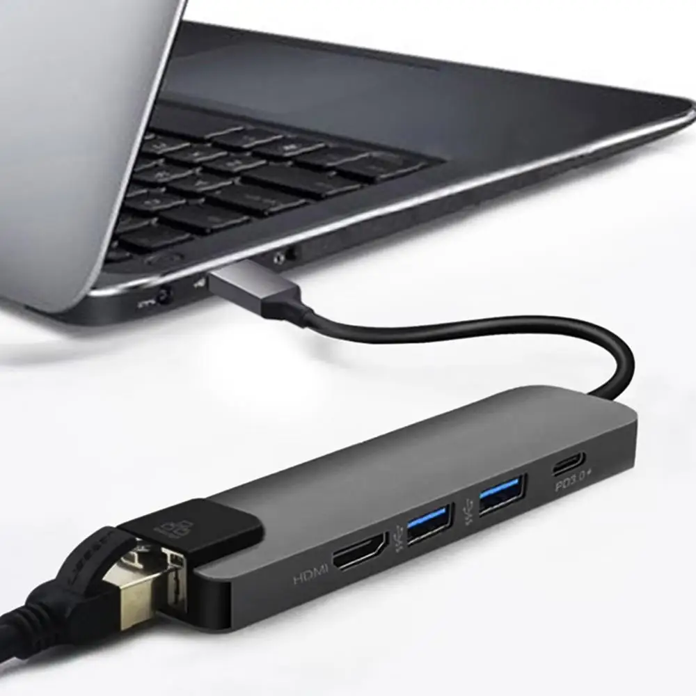 Новый 5 в 1 концентратор USB Type C Hdmi 4K Gigabit Ethernet Rj45 Lan адаптер для Mac book Pro Thunderbolt 3