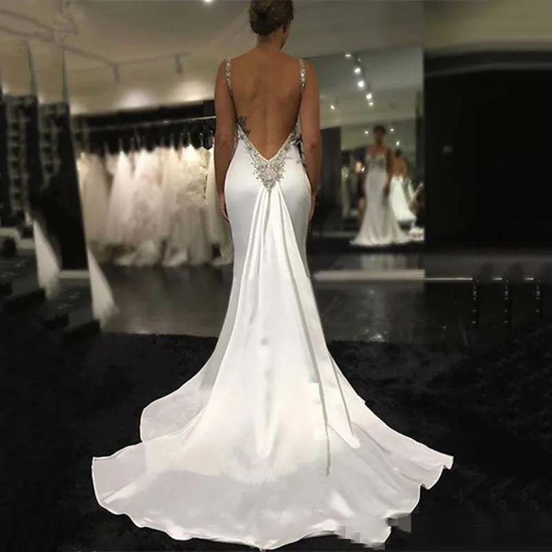 Женское длинное свадебное платье с юбкой годе без бретелек|Свадебные платья| |