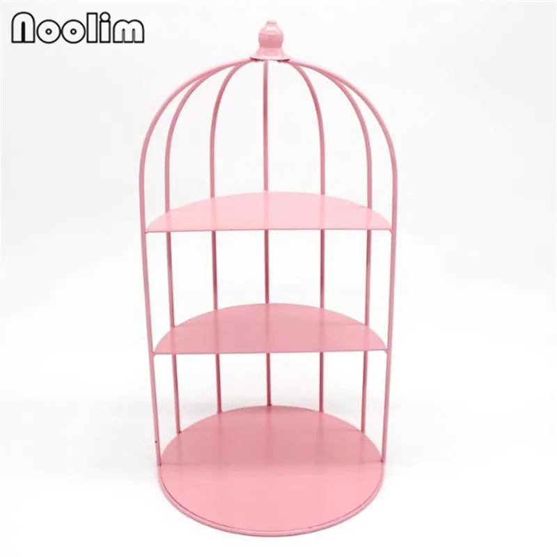 Pink Железная птичья клетка подставка для десерта Свадебный десерт Украшение стола торт стенд послеобеденный Чай стойка для закуски многослойная Дисплей стенд - Цвет: Pink