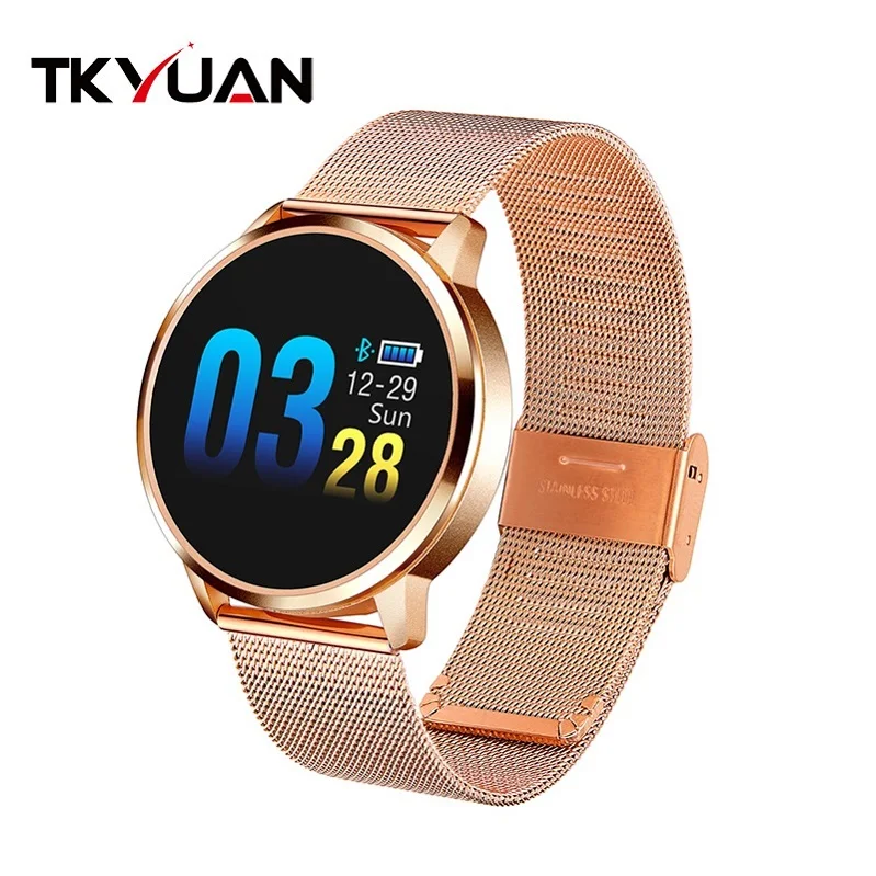 gold metal TKYUAN Q8 Смарт-часы модные электронные водонепроницаемые спортивные трекер фитнес-браслет Smat часы носимые устройства для женщин - Цвет: gold metal