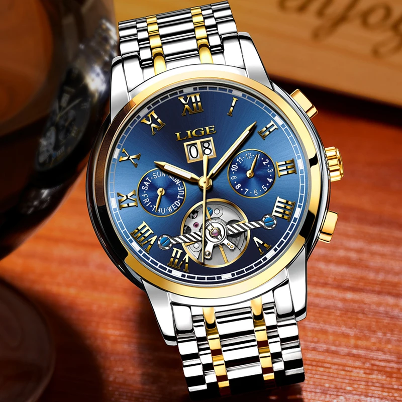 LIGE мужские часы Топ бренд класса люкс бизнес школьник автоматические