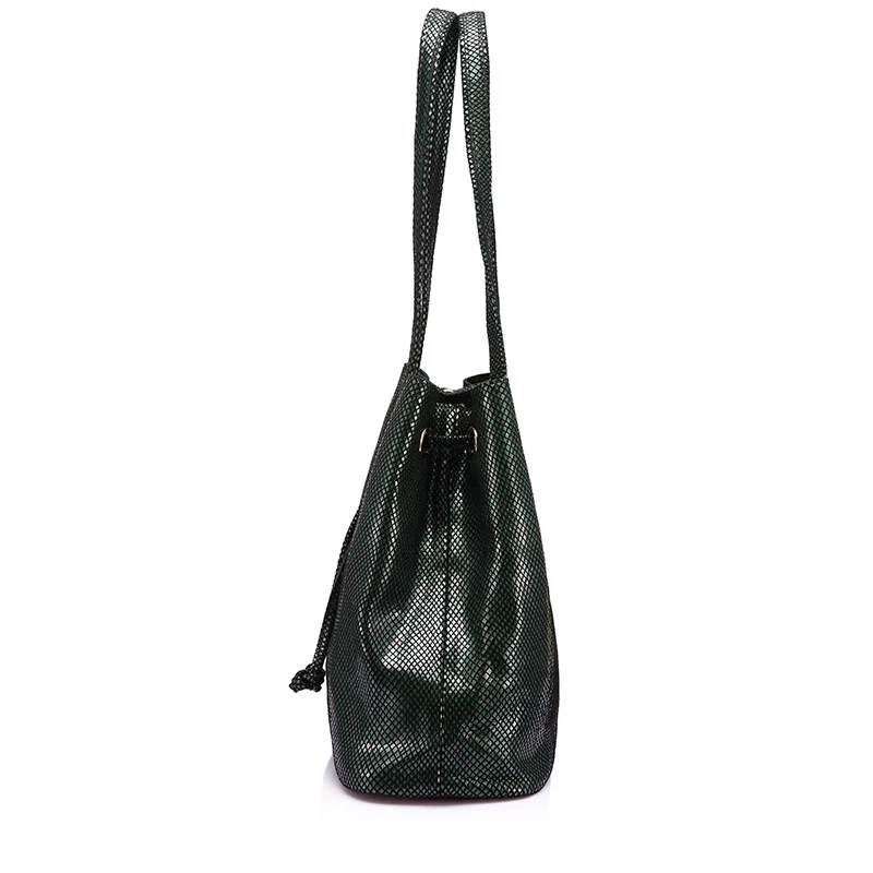 Realer модный бренд женские Натуральная кожа сумки большой емкости завязки ведро