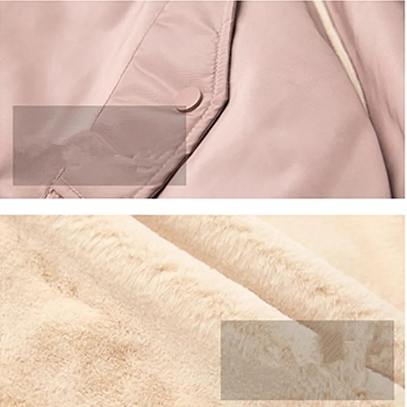2019 New Women's Winter Cotton Jacket Harajuku S Hooded Lamb Wool Pink Zipper Baseball Coat Pockets Chaqueta De Mujer AC121 | Женская
