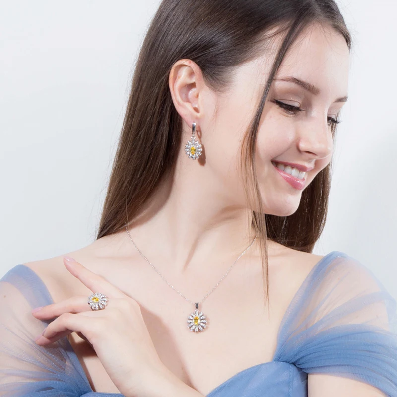 Женский винтажный комплект из 3 предметов BeaQueen набор украшений с зеленым цветком