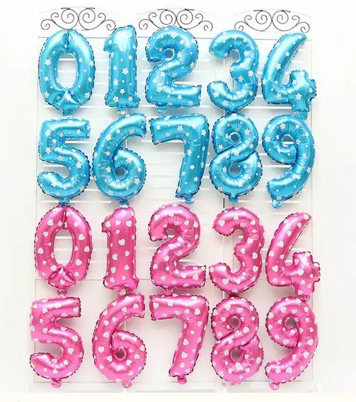 Pink Blue Number Foil Balloons Birthday Party Digit Ballons Wedding Decor Baloons Christmas Holiday Supplies 16 inch number