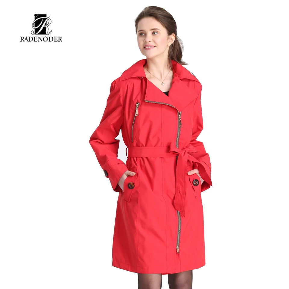 Radenoder 2018 Slim Fit с длинным весеннее пальто одноцветное Цвет молнии Тренч для Для