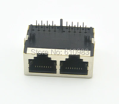 Двухпортовый сетевой кабельный разъем RJ45 с сетевым интерфейсом, сокетом и 8 контактами, светодиодной подсветкой и медным проводом 59-1X2.