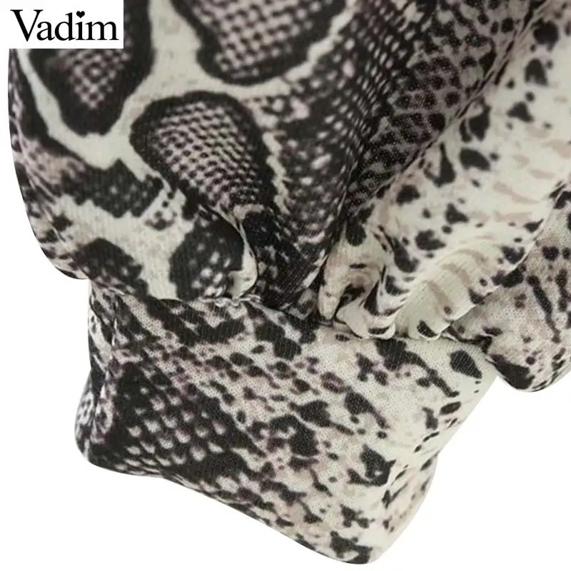 Vadim women snake print oversized sweatshirts short style loose-fitting sleeve animal pattern pullovers loose crop tops HA208 | Женская