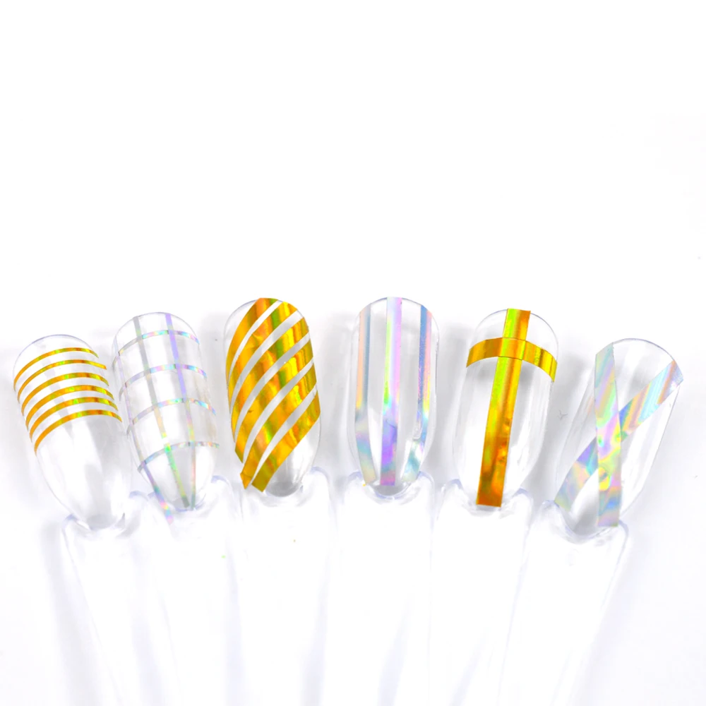 3 рулона радужной ленты для наращивания ногтей наклейки дизайна самоклеящиеся