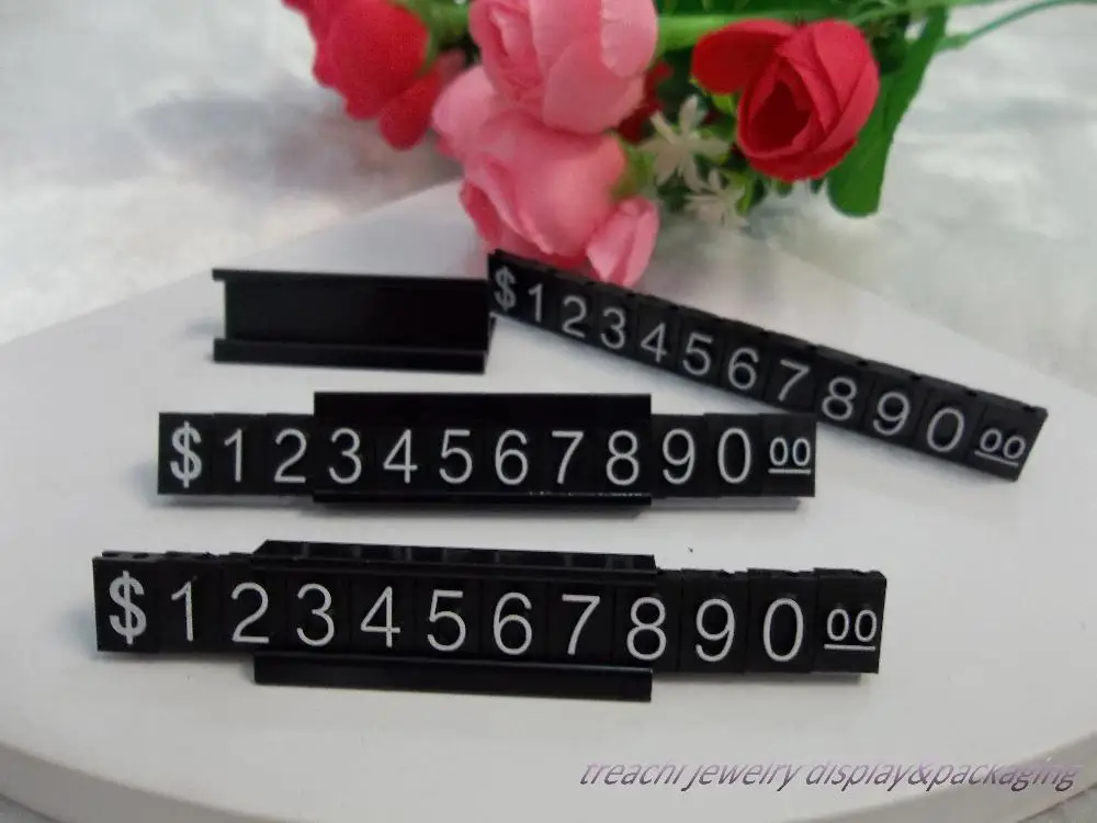 Черный пластиковый доллар цена бирки для ювелирных изделий дисплей (30 шт) Знак Cub