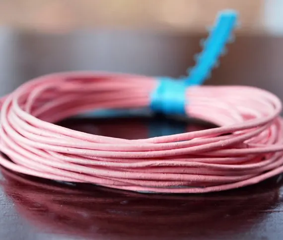 Доставка ювелирных изделий DIY 5 метров 2 мм светло-розовый воловья кожа круглый