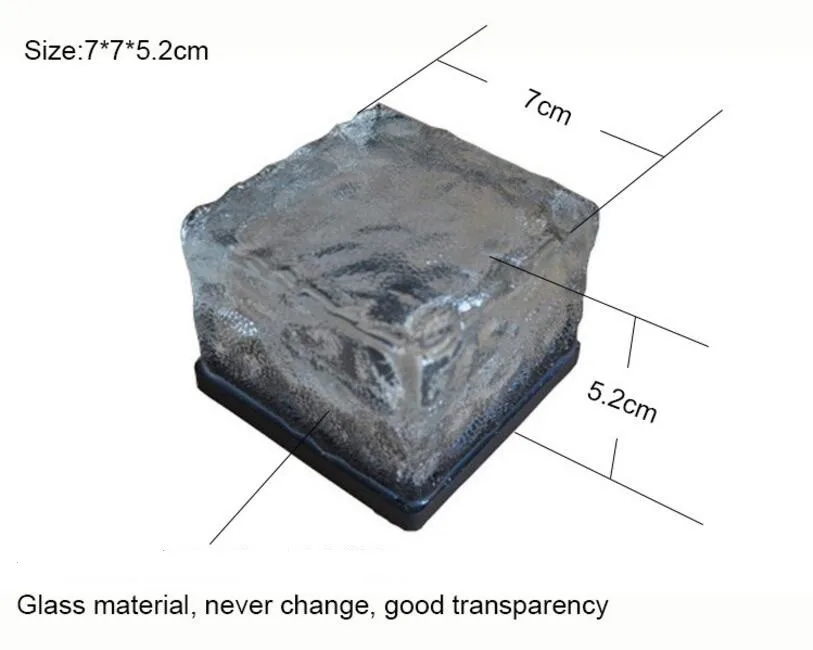 구매 태양 전원 LED 지상 크리스탈 유리 얼음 벽돌 모양 야외 마당 정원 빛 풍경 지하 램프 30 개/몫