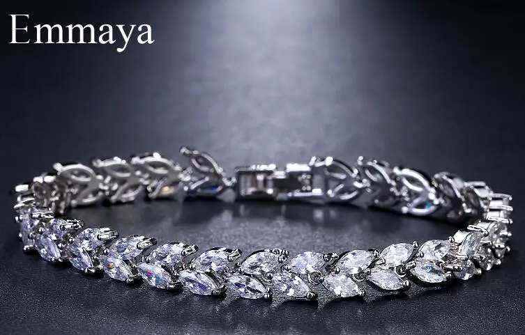 silver white Emmaya модный бренд Шарм AAA кубический Белый Циркон четыре цвета лист ювелирные изделия браслеты для женщин Элегантность Свадебная вечеринка подарок - Окраска металла: silver white