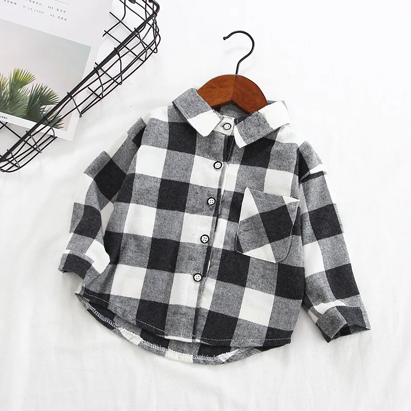 Новинка весны 2019 повседневная клетчатая рубашка для мальчиков и девочек два