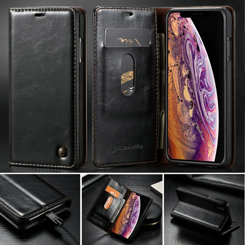 CaseMe кошелек чехол для iPhone Xs Max Ультратонкий Роскошный Магнитный Кредитная карта