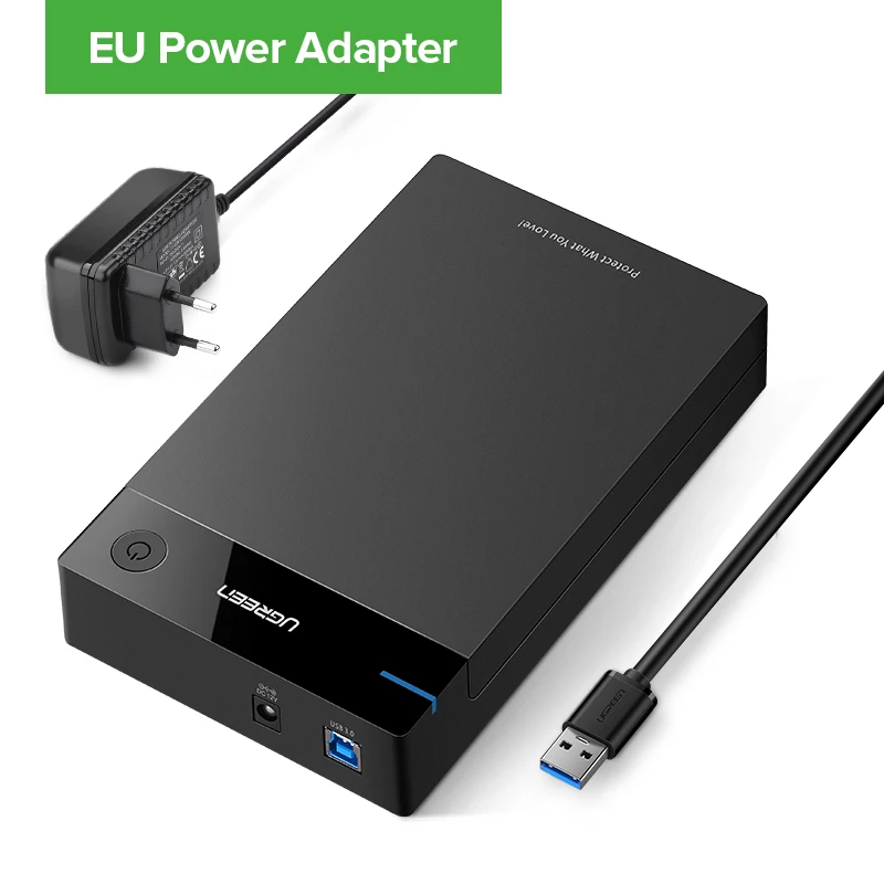 EU Power Adapter Ugreen HDD чехол 3,5 2,5 SATA для USB 3,0 адаптер внешний жесткий диск Корпус ридер для SSD диск коробка-чехол на HDD HD 3,5 HDD Чехол - Цвет: EU Power Adapter