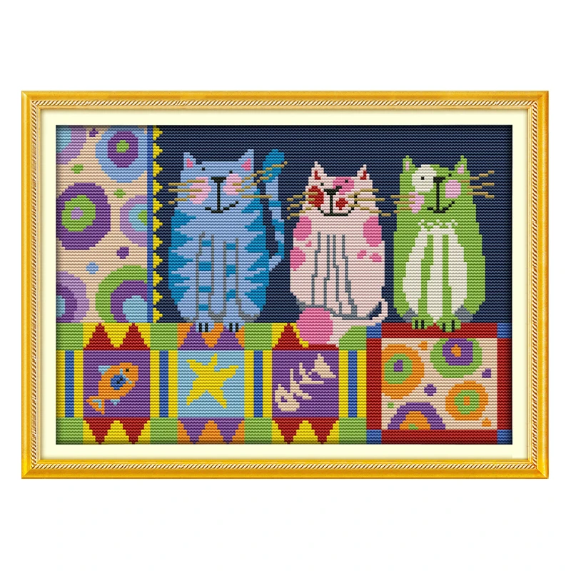 Joy Sunday cross stitch kits diy cats DMC14CT11CT cotton fabric baby room childrenroom kid toy hotel painting factory wholesale | Дом и сад