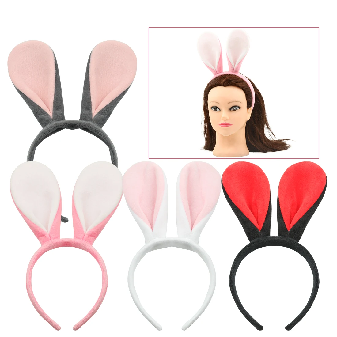 1 шт. повязка на голову с объемными ушками кролика для девочек завязанная волосы