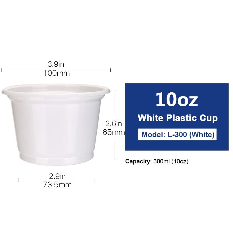 10oz white no lid OTOR 50 шт 10 унций белый одноразовый пластиковый контейнер для хранения еды для салата десерта и фаст-фуда - Цвет: 10oz white no lid